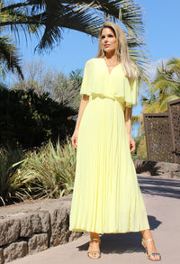 Plisse Pleated Wrap Midi Dress