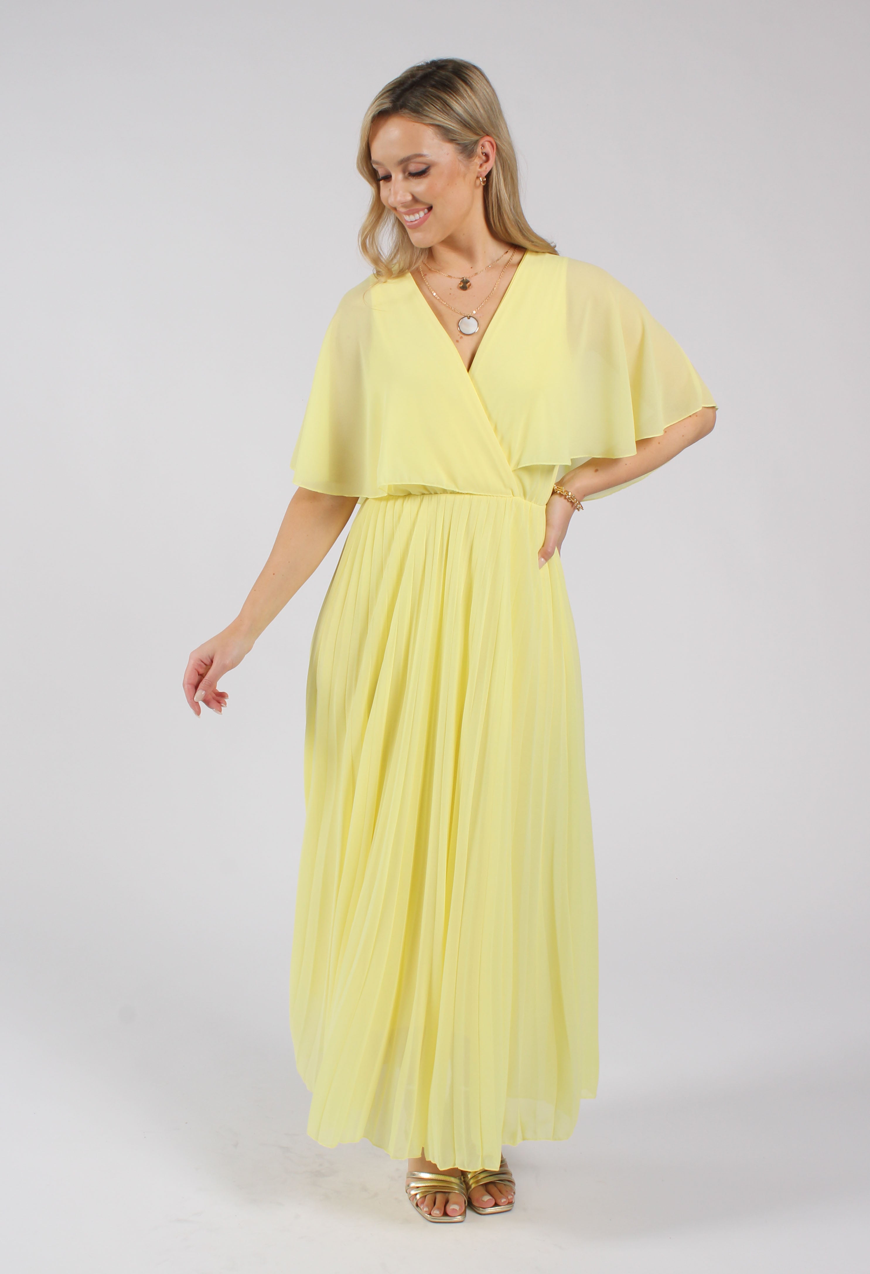 Olivia Plisse Pleated Wrap Midi Dress