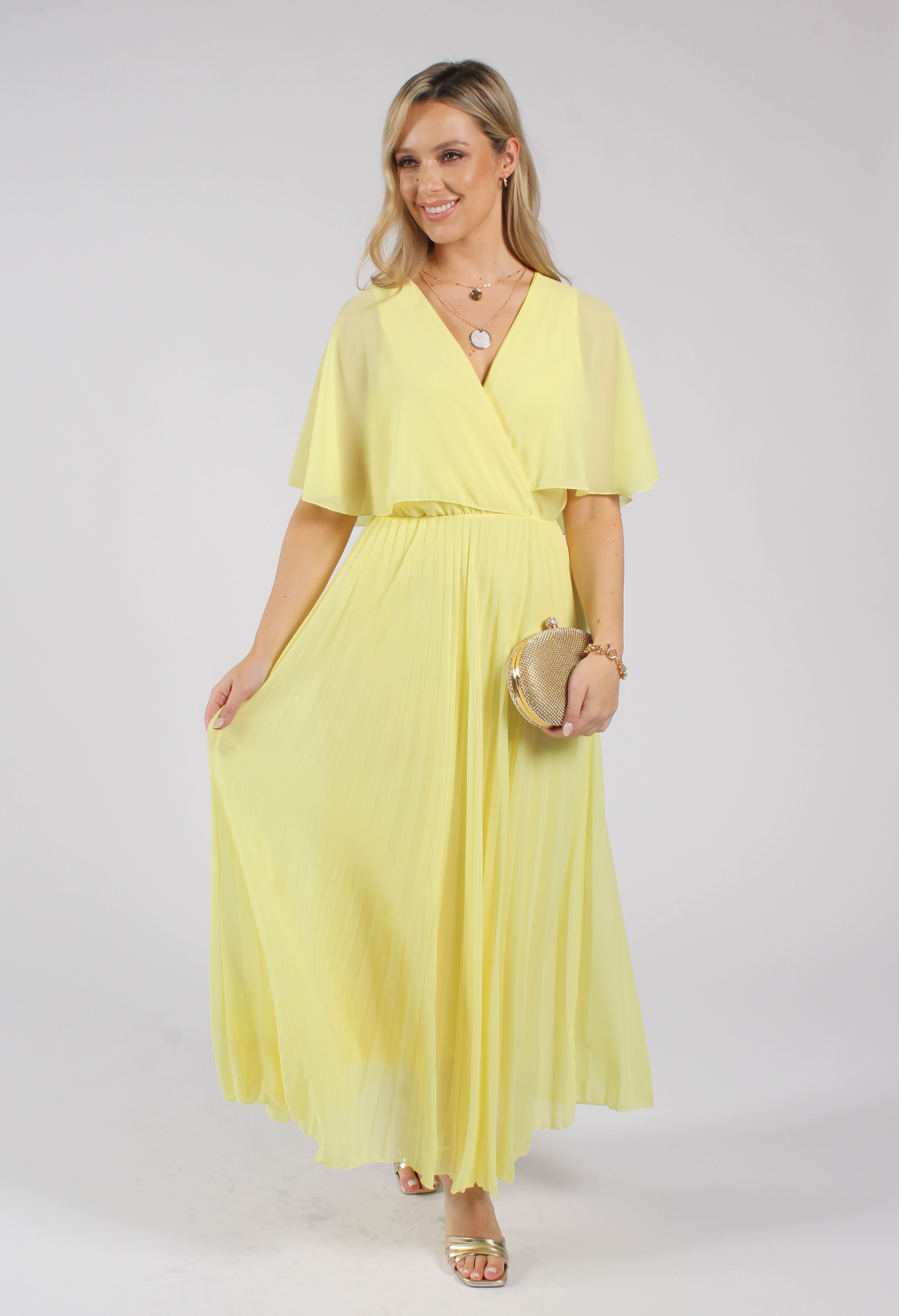 Olivia Plisse Pleated Wrap Midi Dress