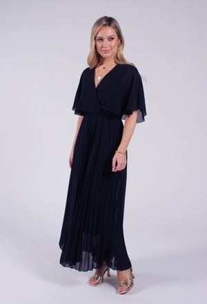 Olivia Plisse Pleated Wrap Midi Dress