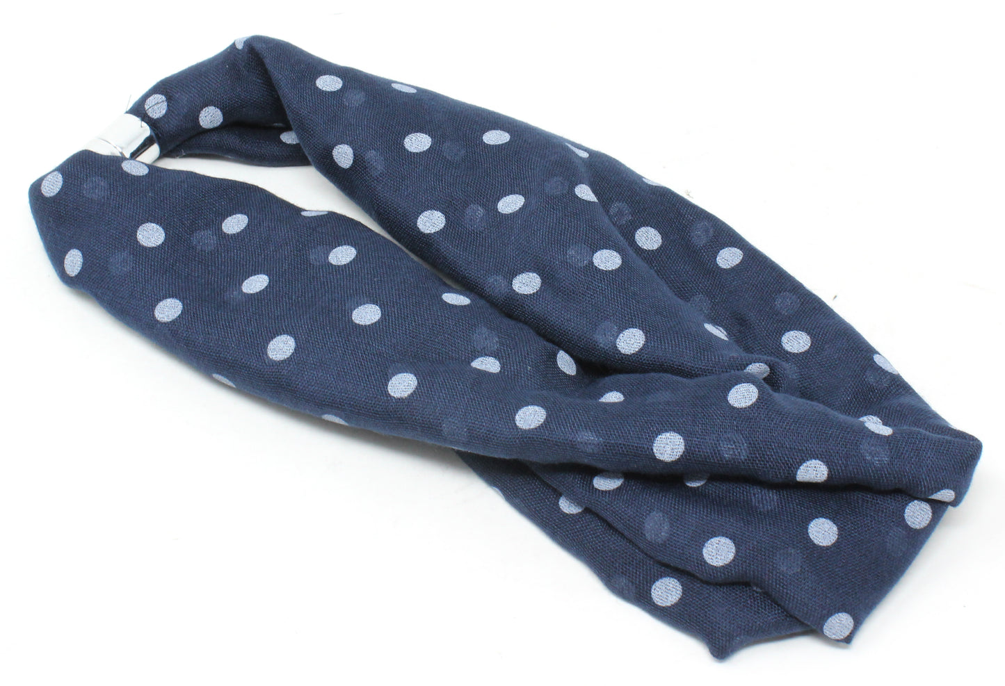 navy polka dot magnetic scarf