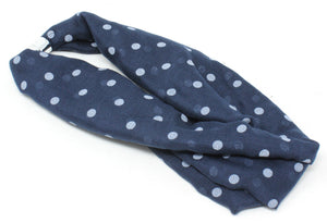 navy polka dot magnetic scarf
