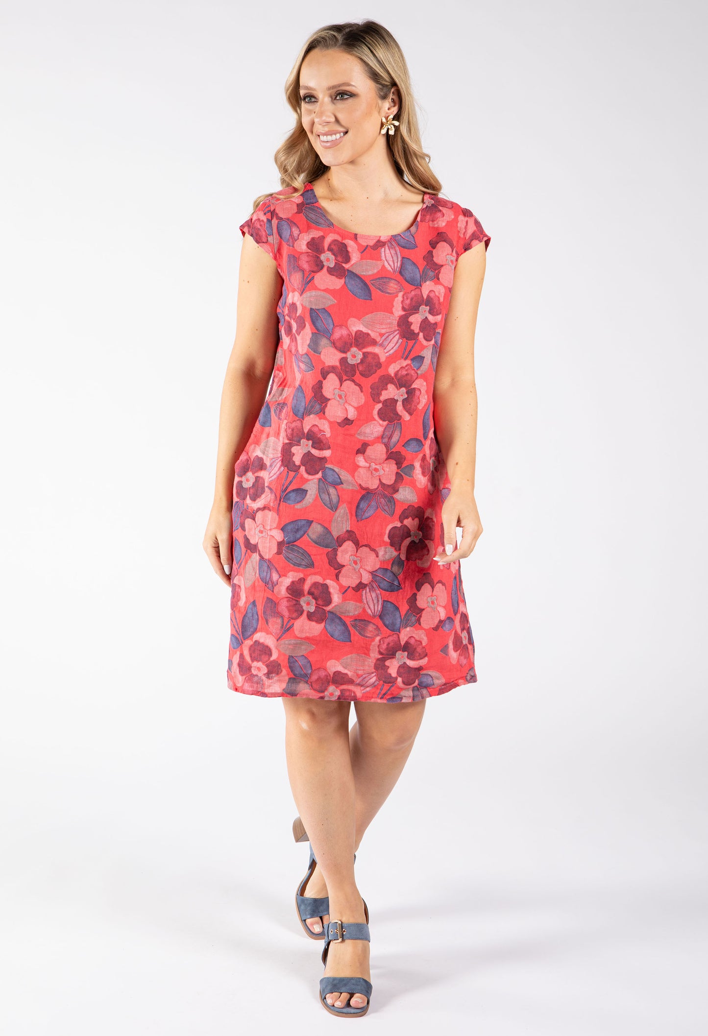Floral Print Linen Dress