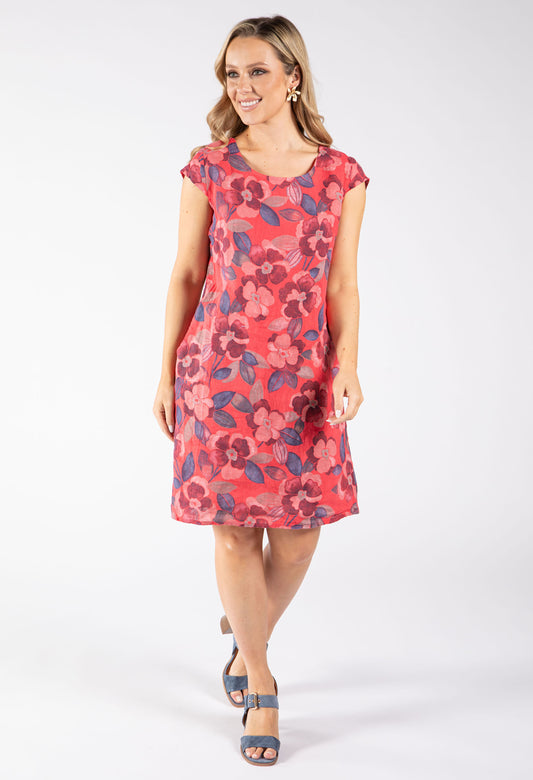 Floral Print Linen Dress