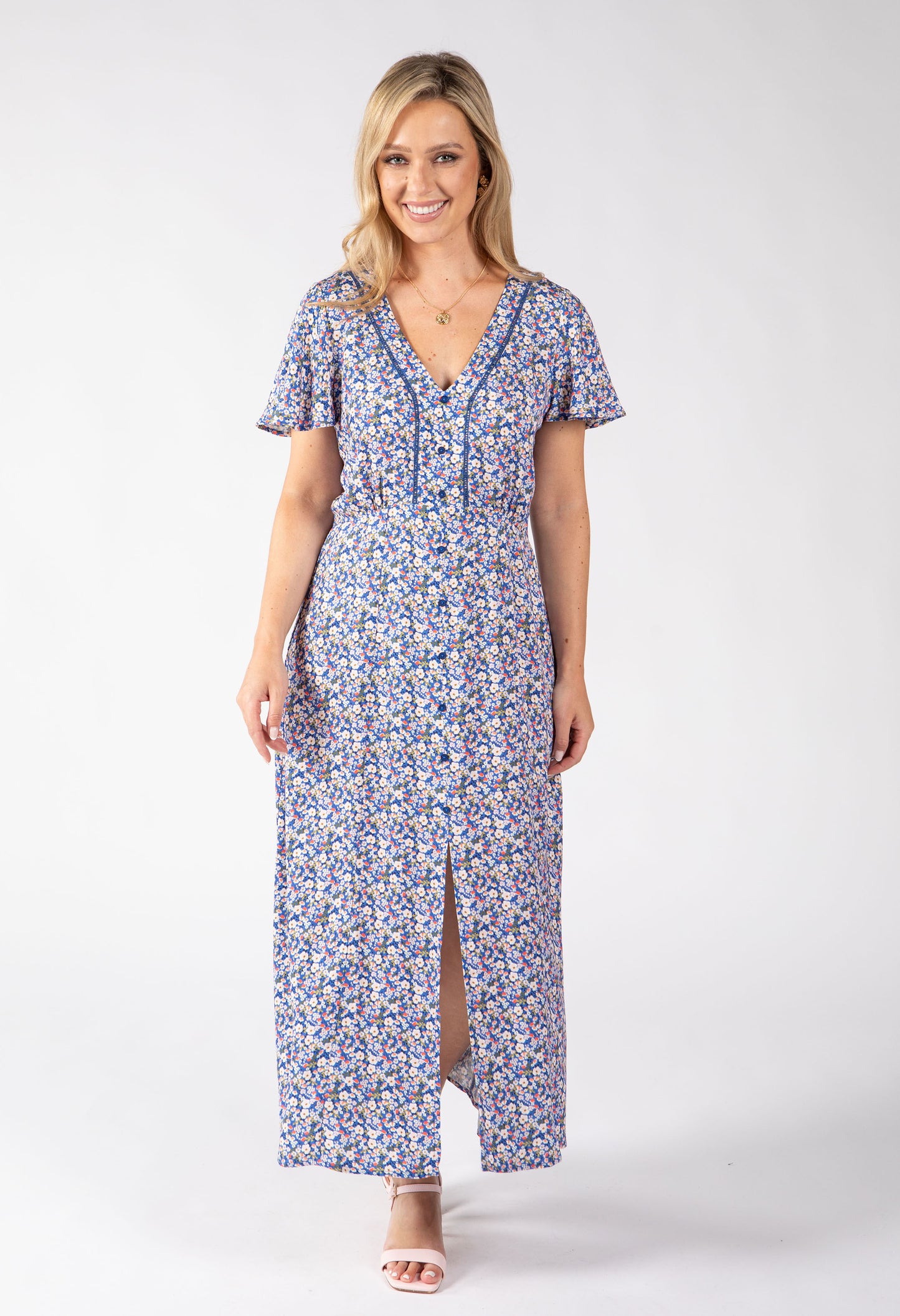 Rosemarine Ditsy Print Midi Dress