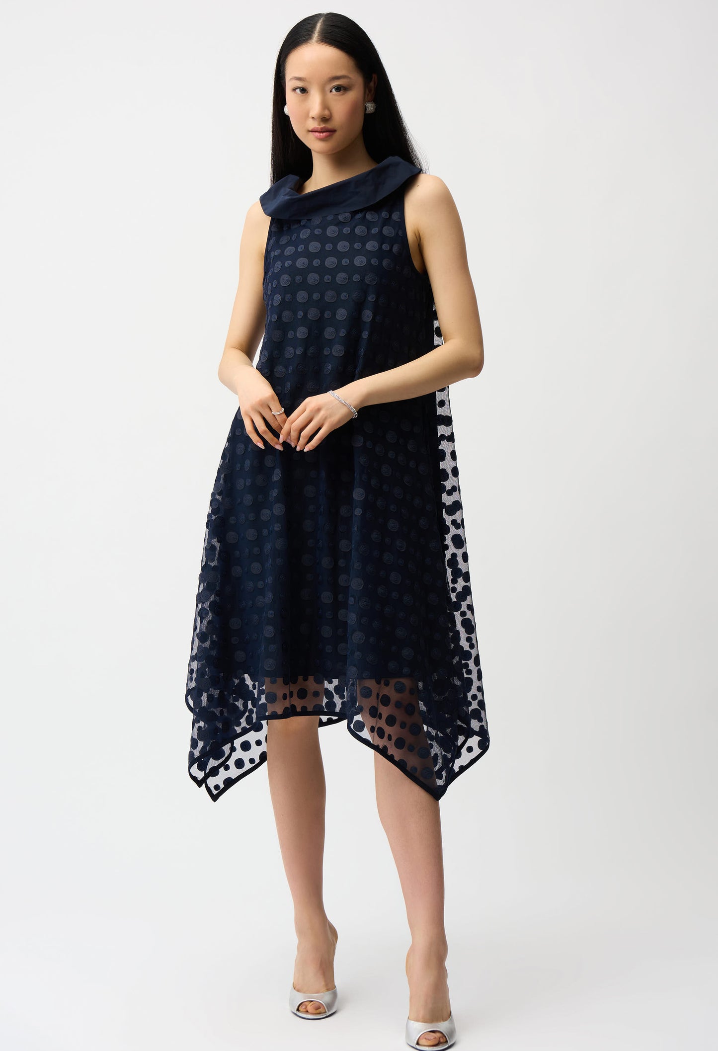 polka dot navy dress