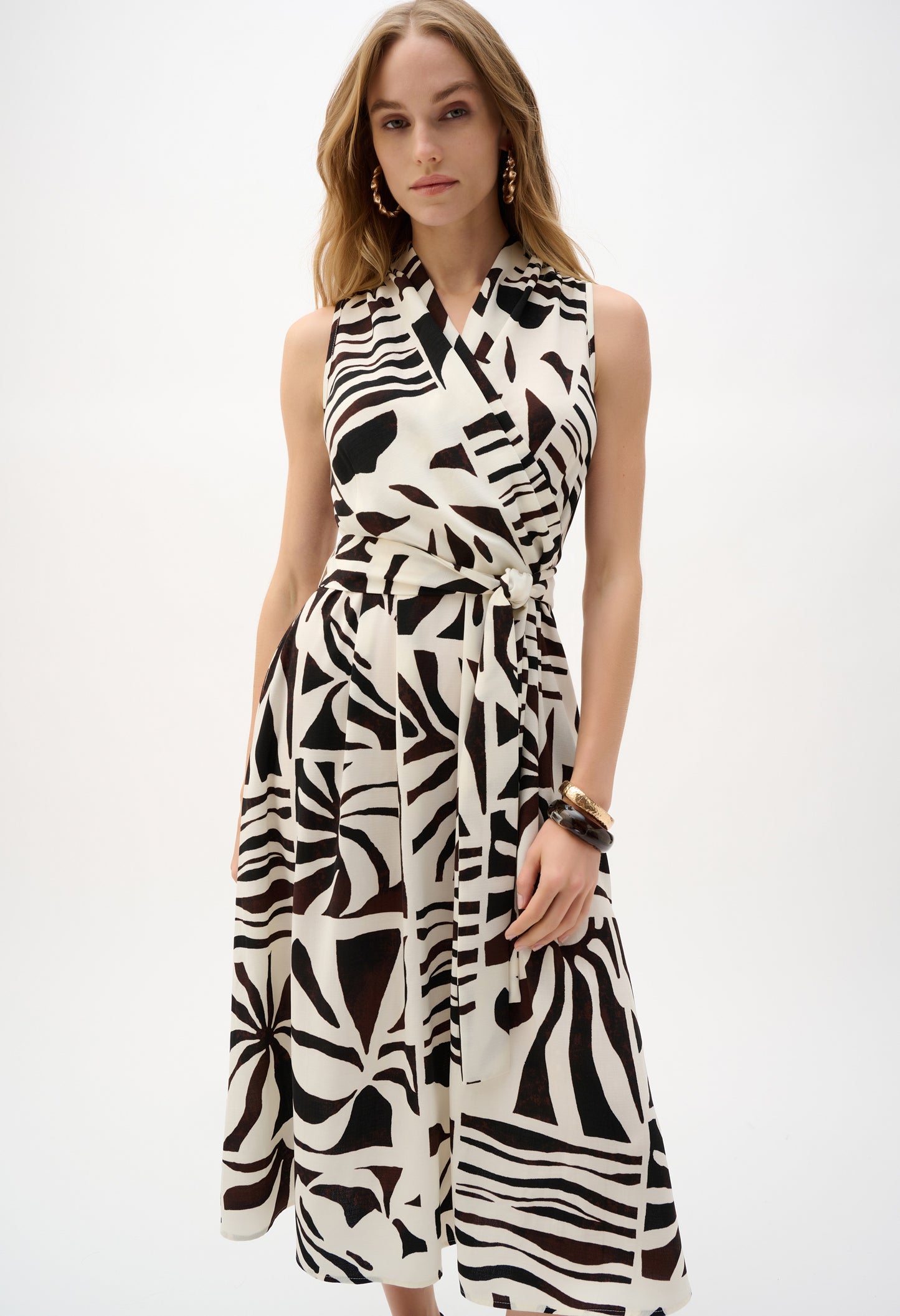 Midi Wrap Dress With Belt