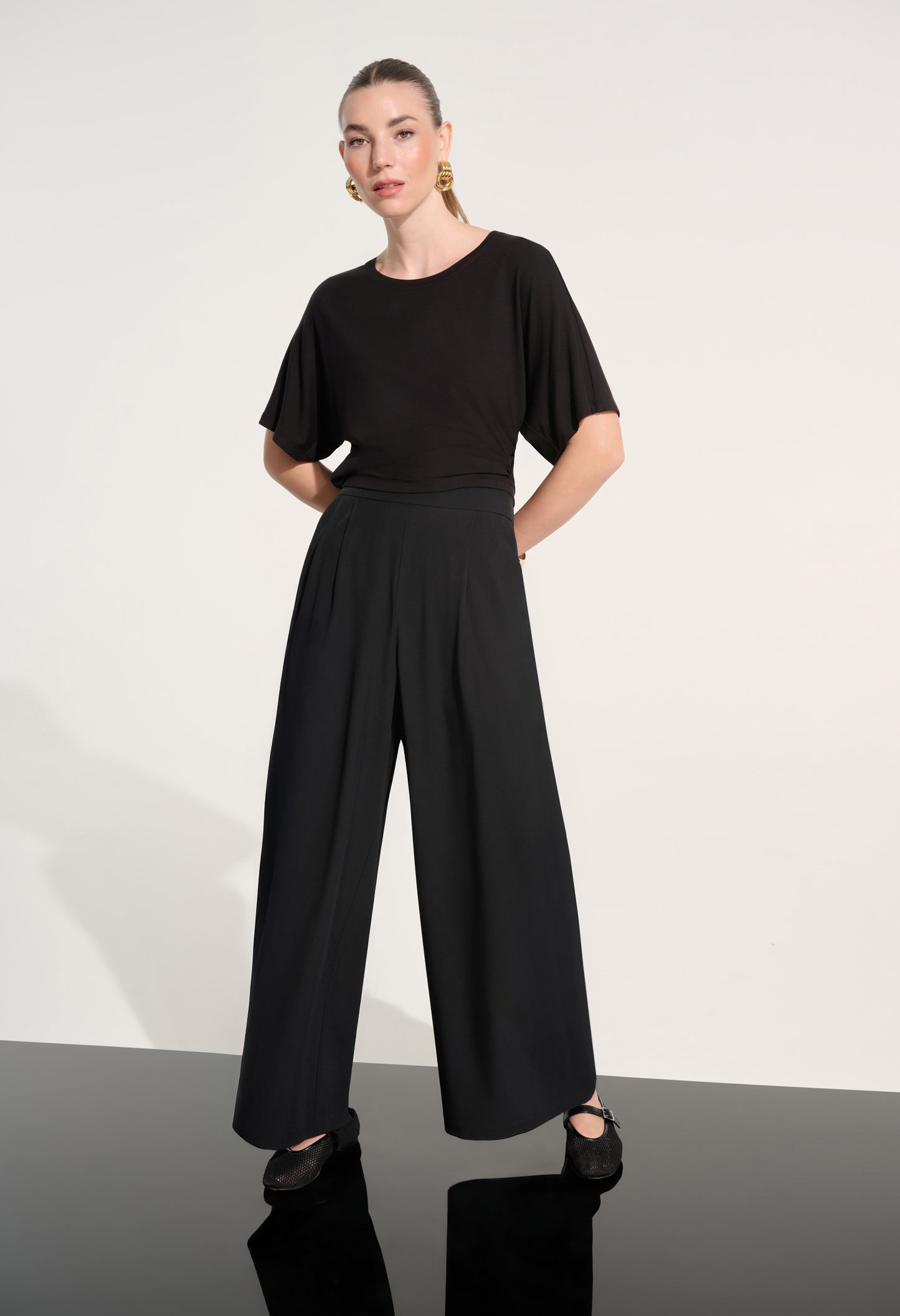 Pull-on Wide Leg Trousers