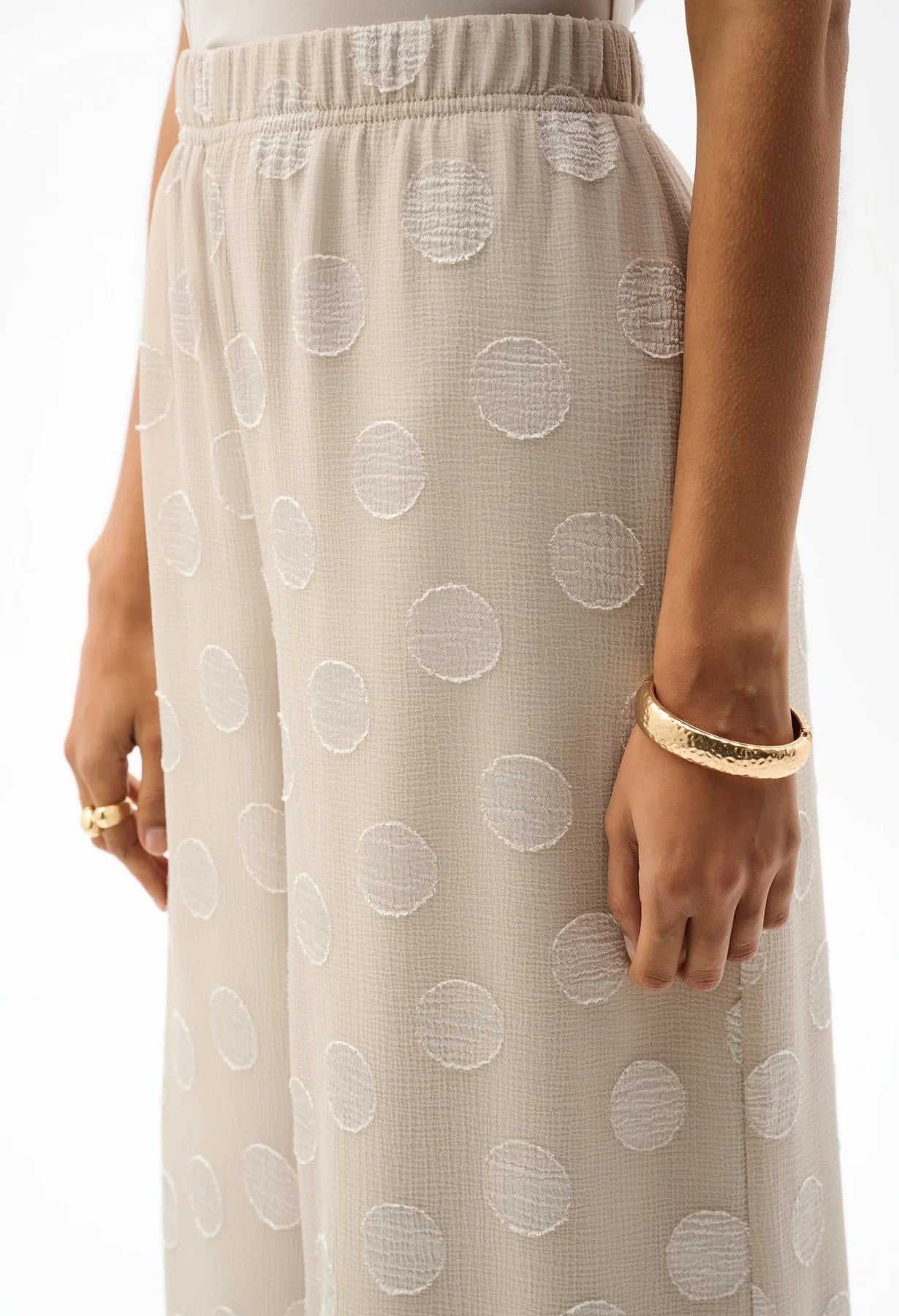 Chiffon Jacquard Dot Print Wide Trousers