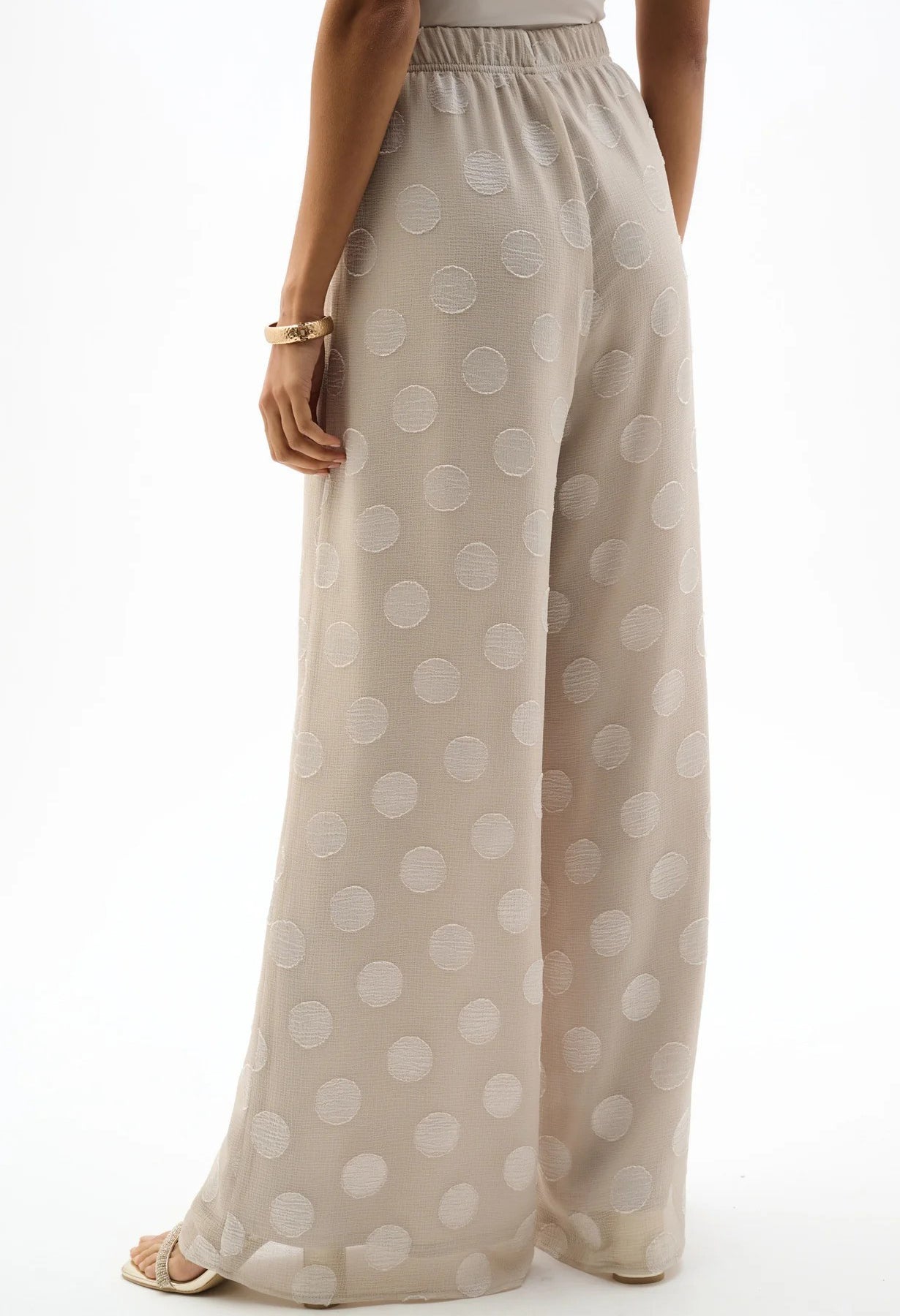 Chiffon Jacquard Dot Print Wide Trousers