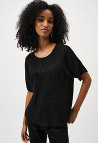 Metallic Knitted T-shirt with Rhinestones