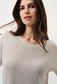 Metallic Knitted T-shirt with Rhinestones