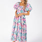 Puff Sleeve Floral Midi Dress