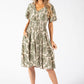 Vine Print Midi Dress