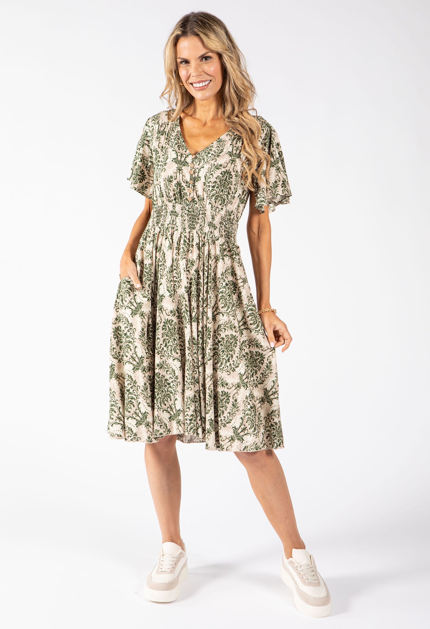 Vine Print Midi Dress