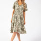 Vine Print Midi Dress