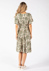 Vine Print Midi Dress