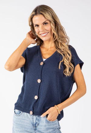 Gold Button Knitted Vest
