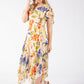 Asymmetrical Floral Print Midi Dress