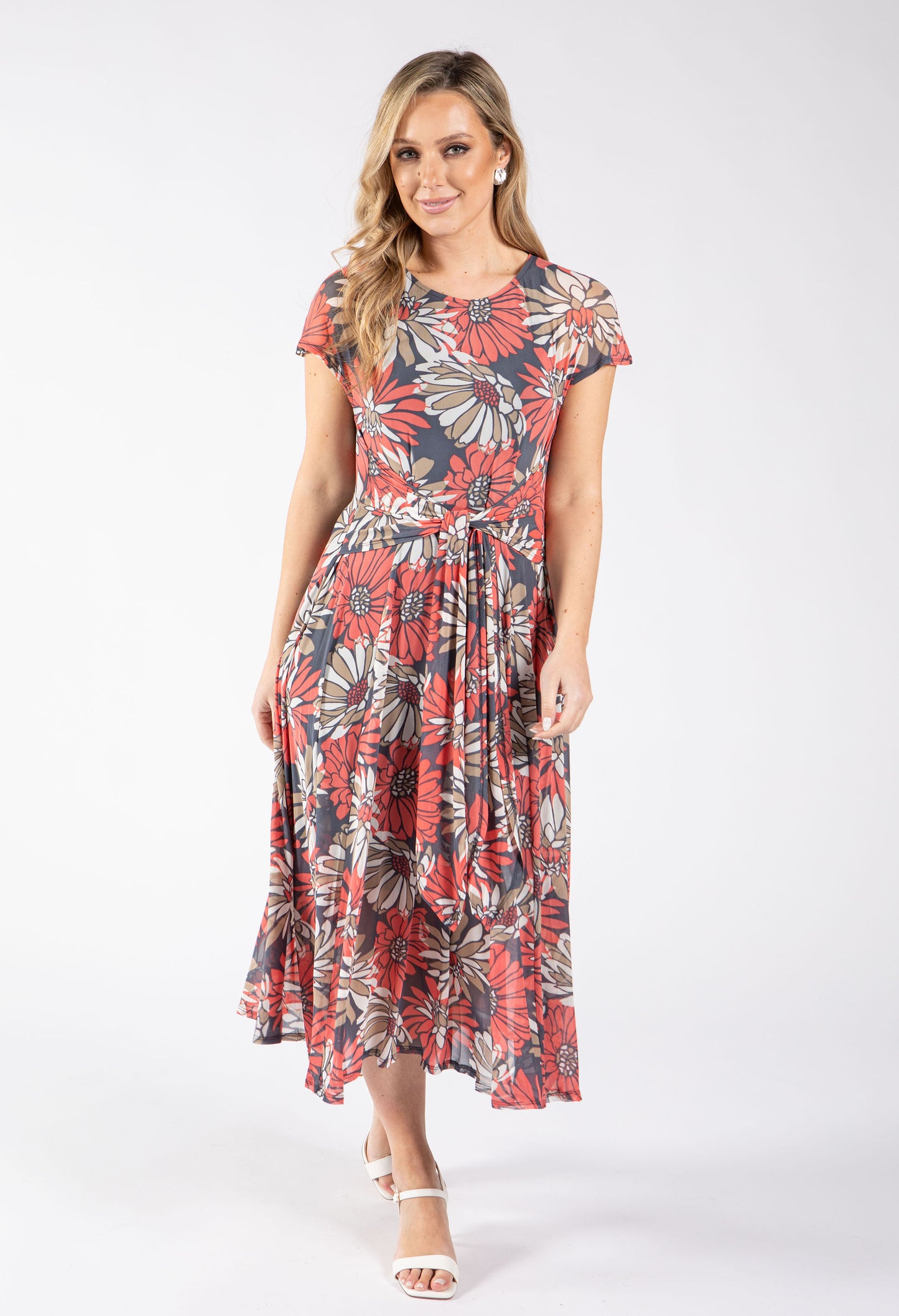 Floral Mesh Midi Dress