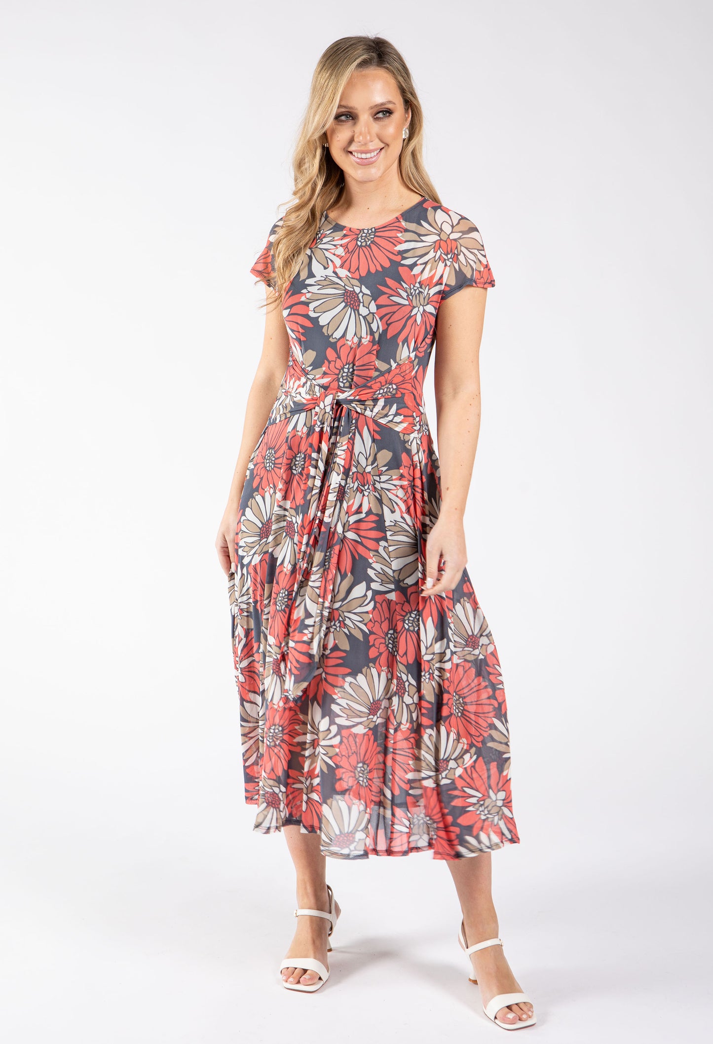 Floral Mesh Midi Dress