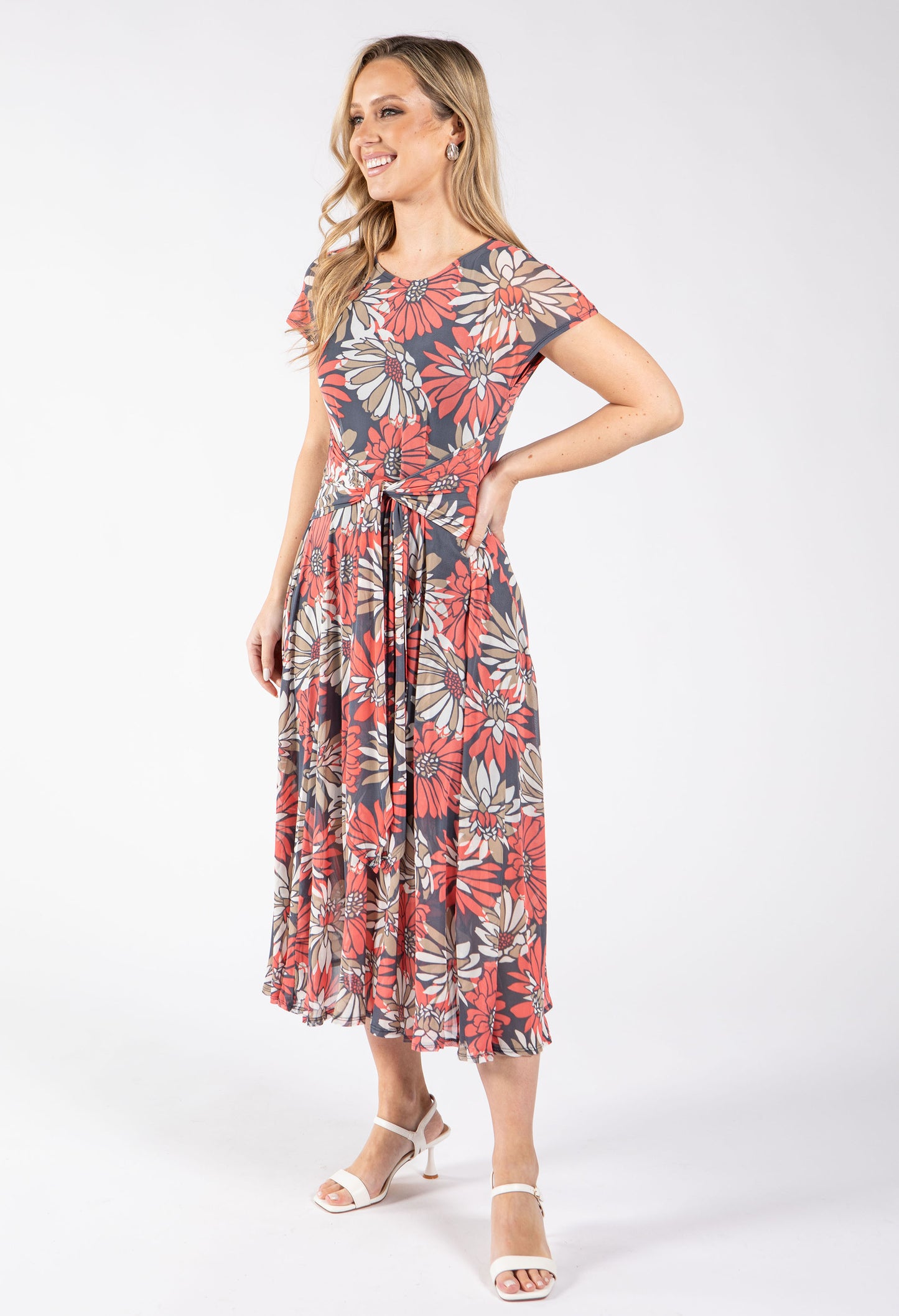 Floral Mesh Midi Dress