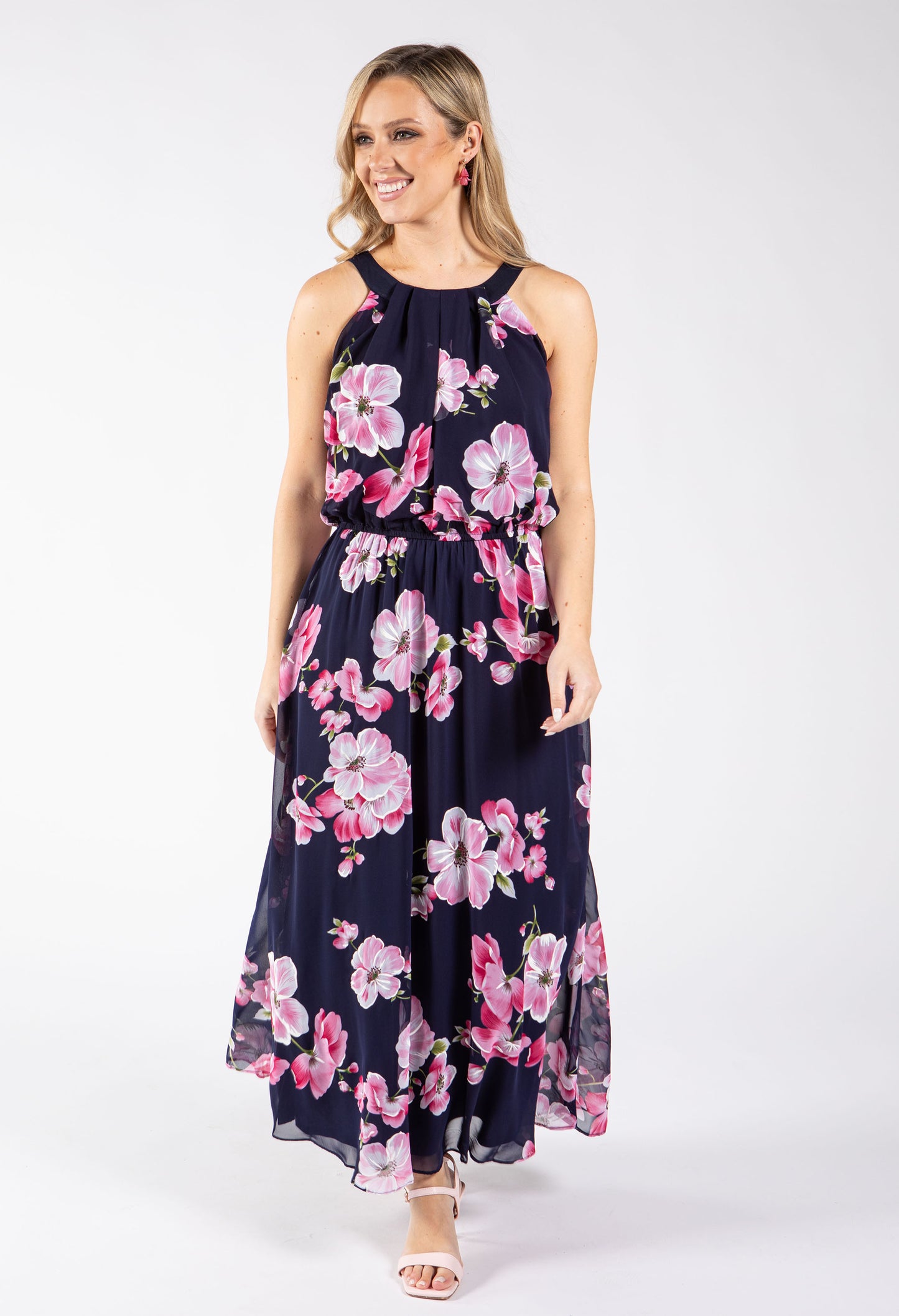 Floral Print Halter Maxi Dress