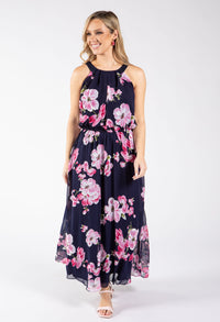 Floral Print Halter Maxi Dress