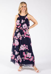 Floral Print Halter Maxi Dress