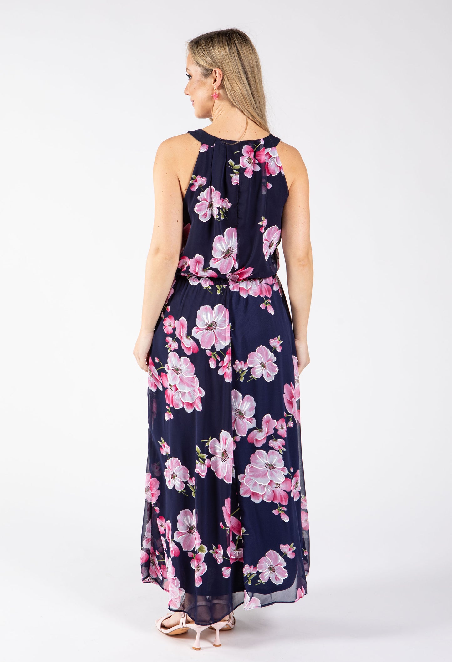 Floral Print Halter Maxi Dress