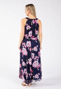 Floral Print Halter Maxi Dress