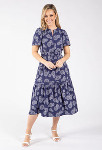 Floral Print Tiered Midi Dress