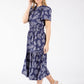 Floral Print Tiered Midi Dress