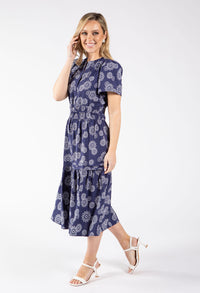 Floral Print Tiered Midi Dress