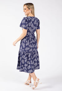 Floral Print Tiered Midi Dress