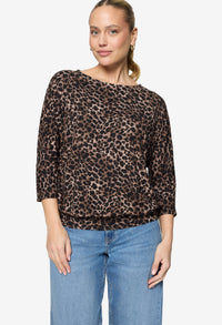 3/4 Sleeve Leopard Print Top