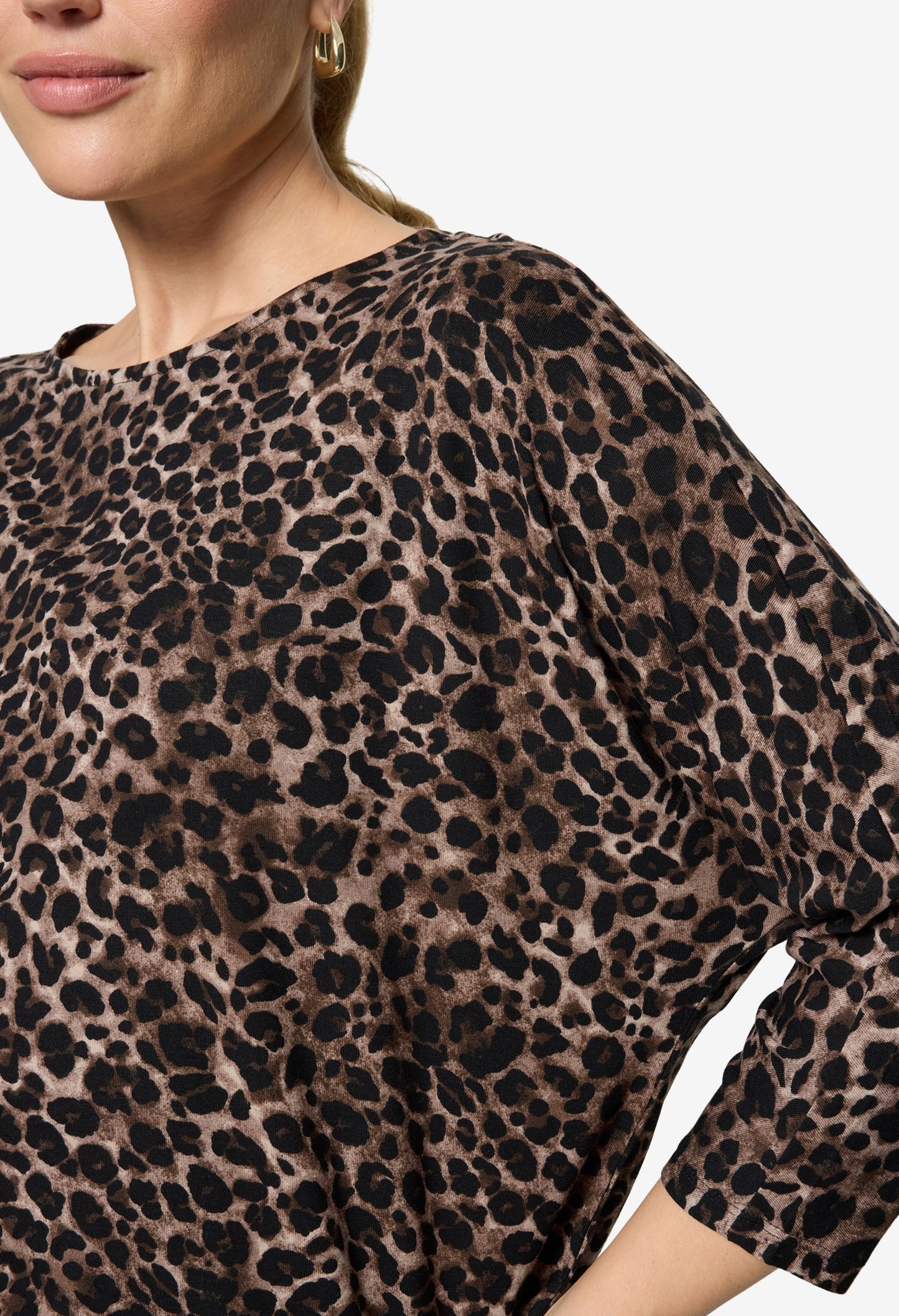 3/4 Sleeve Leopard Print Top
