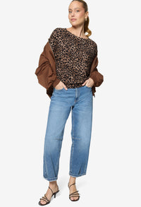 3/4 Sleeve Leopard Print Top