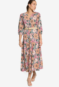 Floral Belted Midi Dress
