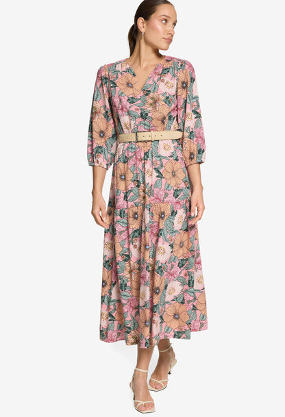 Floral Belted Midi Dress