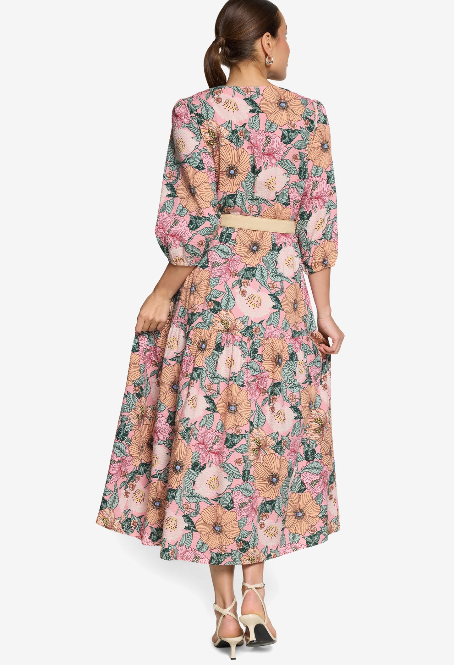 Floral Belted Midi Dress