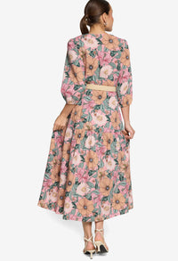 Floral Belted Midi Dress