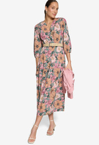 Floral Belted Midi Dress