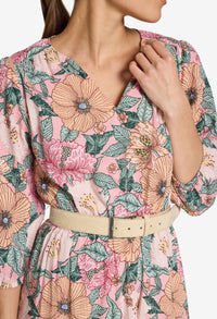 Floral Belted Midi Dress