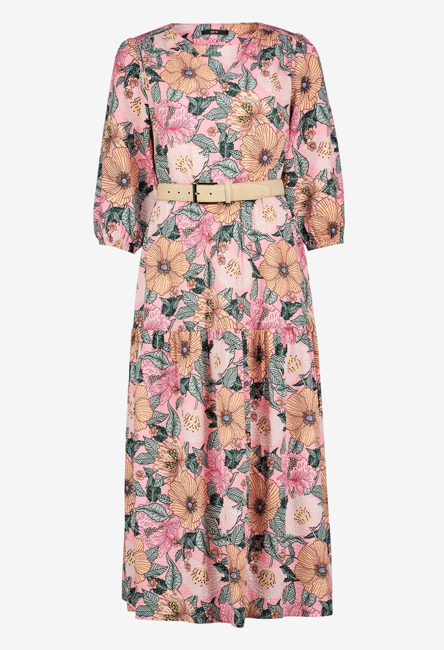 Floral Belted Midi Dress