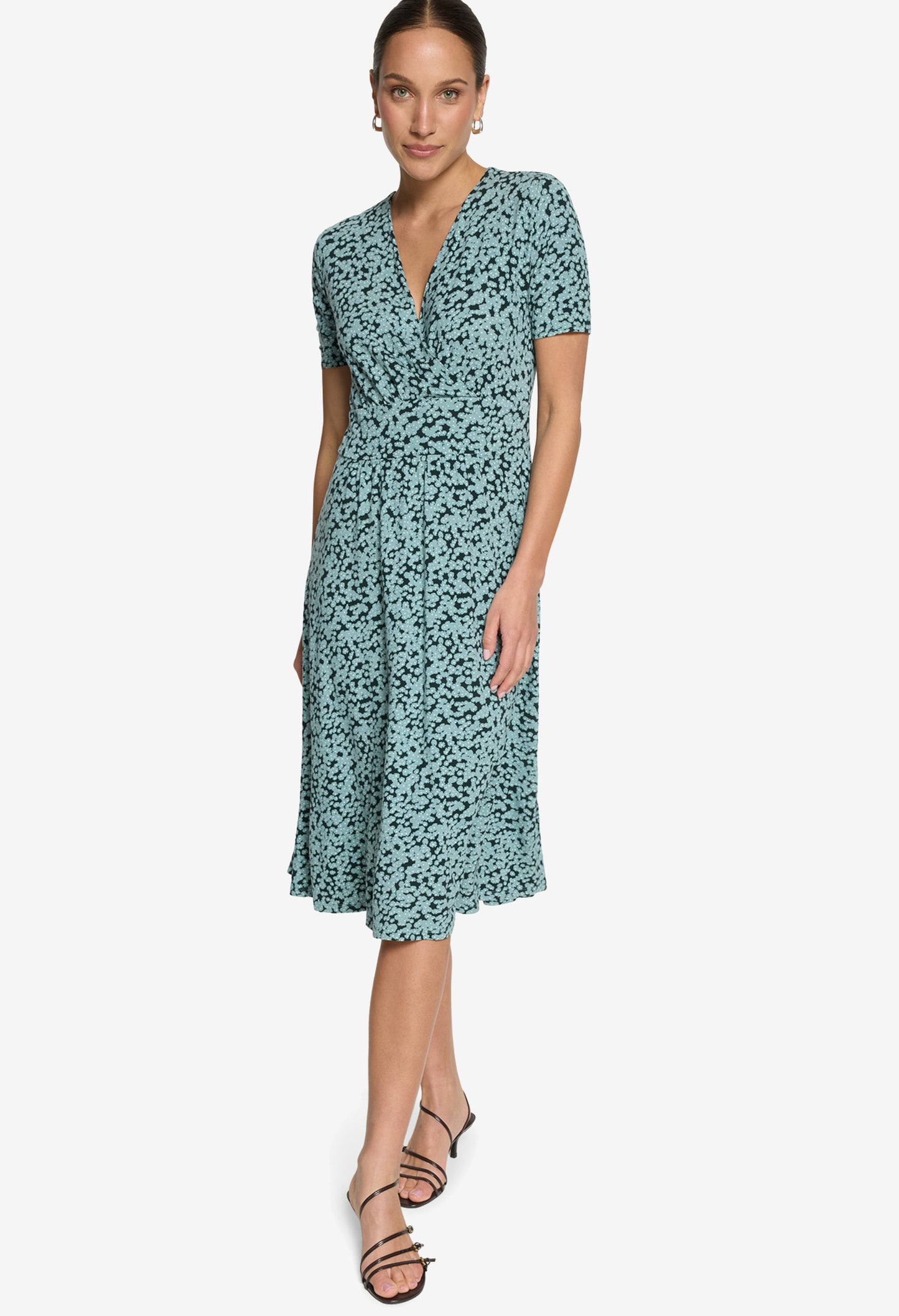 Ditsy Print Wrap Dress