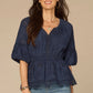 Bubble Sleeve Crochet Peplum Top