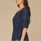 Bubble Sleeve Crochet Peplum Top