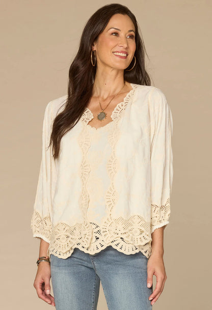 Open Front Crochet Cropped Woven Jacket
