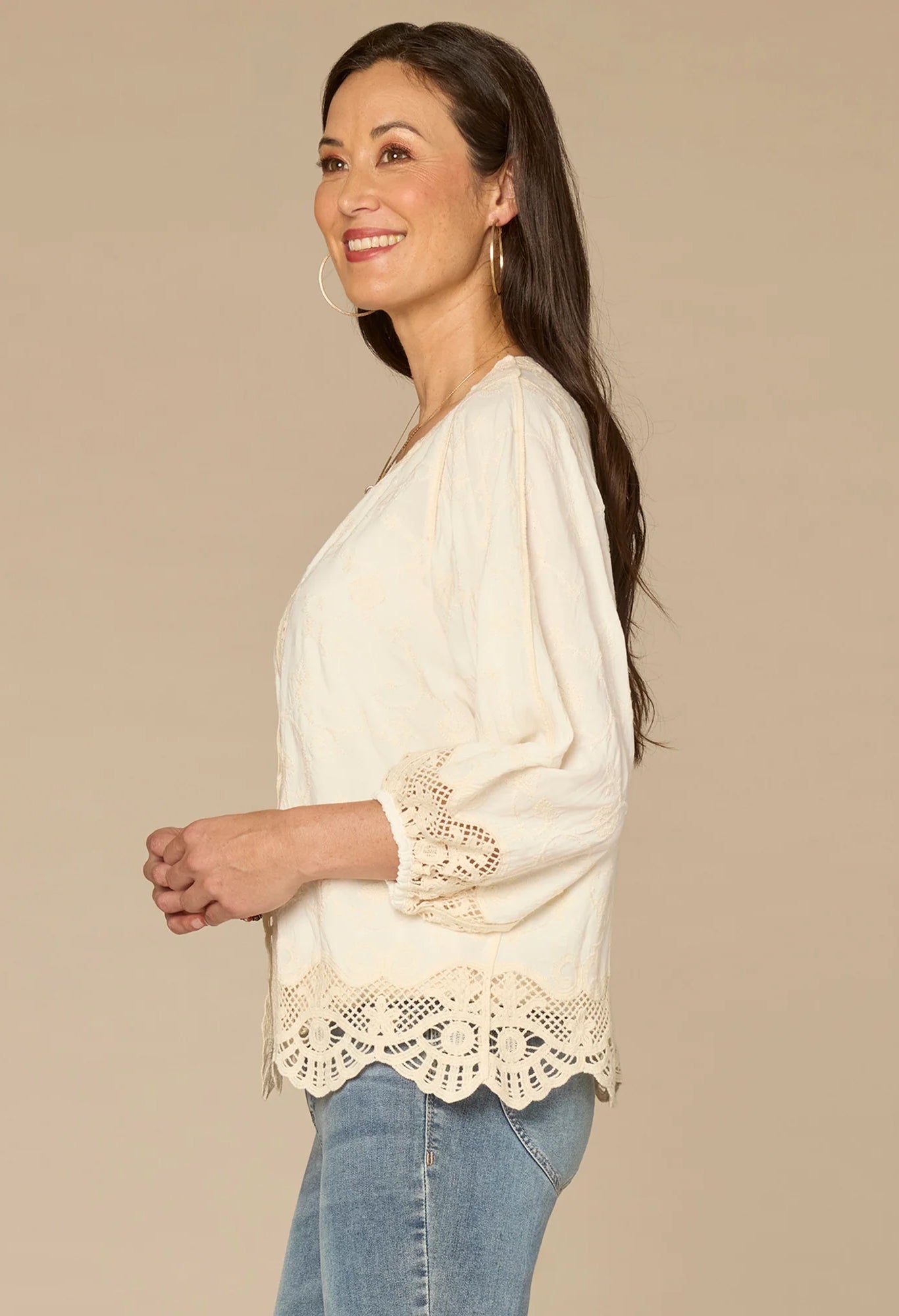 Open Front Crochet Cropped Woven Jacket